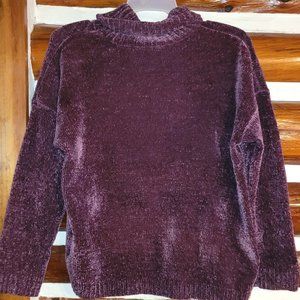 Purple, long sleeved super soft cowl neck sweater